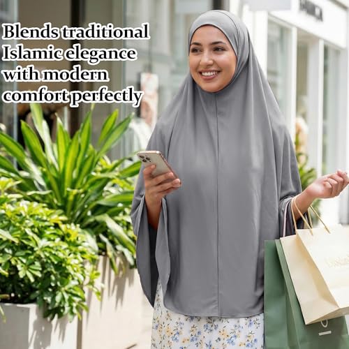 Ababalaya Women's Elegant Modest Muslim Islamic Ramadan Soft Lightweight Jersey Hijab Long Scarf - color: Grey, size: Large