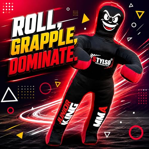 Unfilled Wrestling Dummy for Kids – Youth Grappling Dummy BJJ, MMA, Jiu Jitsu & Judo Training Partner – Durable Martial Arts Practice Buddy - color: Black, size: 4ft / 48"