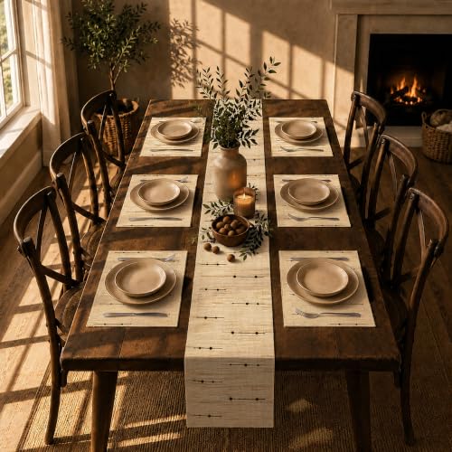 7-Piece Ramie Table Runner & Placemats Set, 13.8 x 72/12 x 17 in - color: Table Runner & Placemats Set