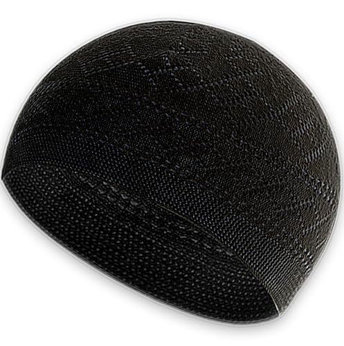 Kufi 남성용 모자, 남성용 이슬람 의류, %100 통기성 해골 비니, 크로셰 캡, 수공예 타키야, 쿠피, 쿠페 - color: 블랙 색상, style: 1개