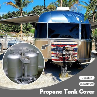 250th Anniversary USA Camper Dual 30lb RV Propane Tank Cover Travel Trailer Propane Tank Cover Waterproof Heavy Duty Propane Gas Cylinder Cover - color: 250th Anniversary USA, size: M(30LB)