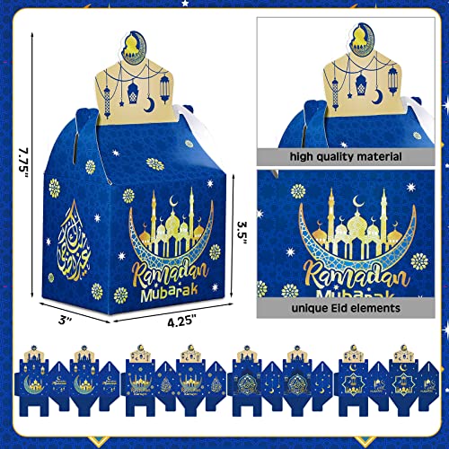 24 Pieces Eid Mubarak Treat Boxes Eid Mubarak Goodie Gable Boxes Ramadan Mubarak Favor Boxes Ramadan Kareem Treat Boxes for Eid Party Decoration Supplies Snack Sugar Chocolate Goodie Toy