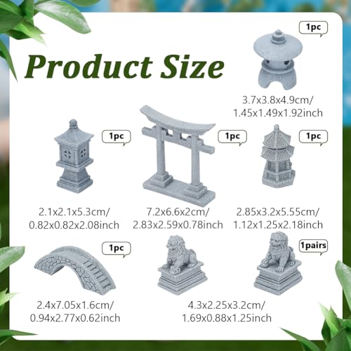 NBEADS 7 Pcs 6 Styles Mini Zen Garden Accessories, Garden Decor Micro Landscape Fish Tank Lion Lighthouse Tower Bridge Figurines for Landscape Balcony Garden Fish Tank Decoration