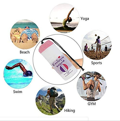 Exclusivo Mezcla Quick Dry Beach Towel, Large Lightweight Sandfree Pool Towel for Swimming Camping Travel with Bag (Blue, 30x60 Inches) | 30x60 Inches, Lightweight, Sandfree, Super Absorbent, Swimming Towel for Camping Travel with Bag, Blue - color: Strip