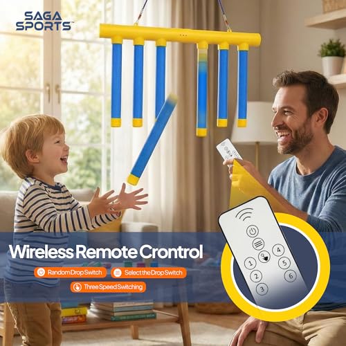 Reflex Drop Stick Game, Catch Falling Reflex Sticks | Hand Eye Coordination Training Toy, Reaction Time Training with Remote and 3 Adjustable Speed Modes for Kids and Adults