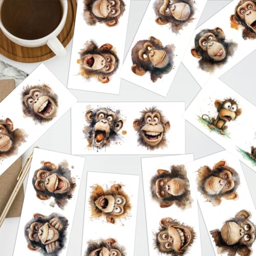 arricraft 10 Sheets Animal Theme UV DTF Cup Wrap for 16OZ Glass, Funny Monkeys Rub on Decals PVC Transfer Stickers for DIY Cups Window Home Printing Decoration 24x11cm/9.4x4.3inch - style: Funny Monkeys Theme