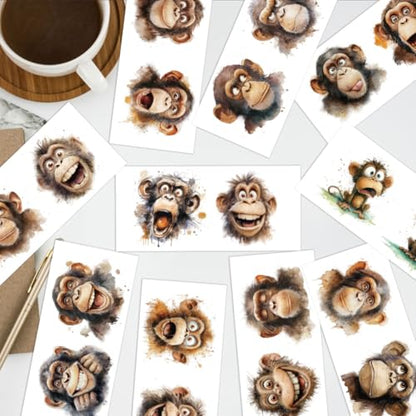 arricraft 10 Sheets Animal Theme UV DTF Cup Wrap for 16OZ Glass, Funny Monkeys Rub on Decals PVC Transfer Stickers for DIY Cups Window Home Printing Decoration 24x11cm/9.4x4.3inch - style: Funny Monkeys Theme
