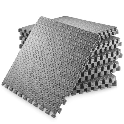Philosophy Gym Pack of 30 Exercise Flooring Mats - 24 x 24 Inch Foam Rubber Interlocking Puzzle Floor Tiles - Gray - color: 120 Sq Ft, 1/2" Thick - Gray