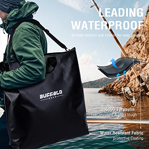 Fish Tournament Weigh in Bag for Bass Fishing, Heavy Duty Fish Bag for Caught Fish Waterproof,Leakproof,Puncture Resistant - color: Black-25×23in