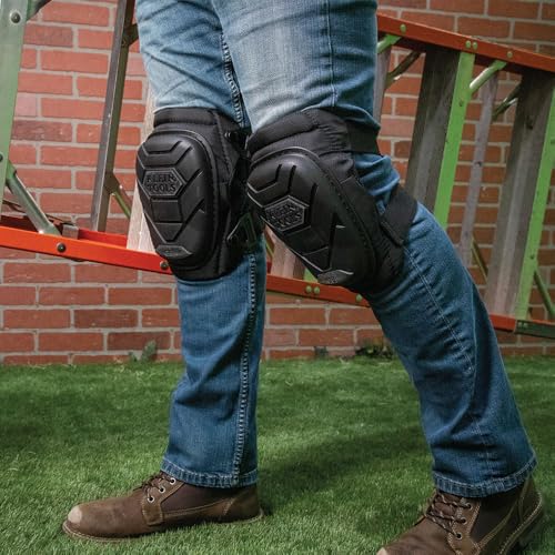 KLEIN TOOLS 60895 Knee Pads for Men and Women, Heavy Duty Semi-Round Stabilizer Gel Knee Pads with Adjustable Elastic Straps, for Construction, Flooring, Gardening, Black - size: Stabilizer