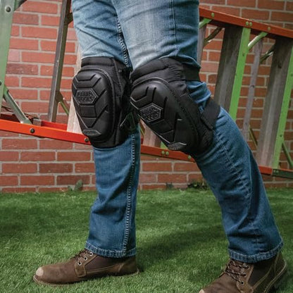 KLEIN TOOLS 60895 Knee Pads for Men and Women, Heavy Duty Semi-Round Stabilizer Gel Knee Pads with Adjustable Elastic Straps, for Construction, Flooring, Gardening, Black - size: Stabilizer