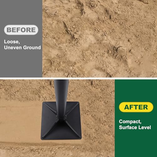 Tamper Tool 10"x10" Heavy Duty Steel Hand Tamper for Leveling Soil, Gravel, Sand, Asphalt Compactor Tool for Landscaping, Paver, Driveway, and Blacktop Repair - size: 10"x10"