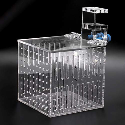 Aquarium Fish Tank Isolation Box Transparent Acrylic Multifunctional Adjustable Height for Open Fish Tanks or Fish Tanks with Pull Bar Size 10.5x10.5x10.5 cm Includes Bracket
