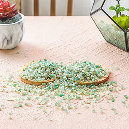 T4U Crystal Chips Stone Crushed Quartz Jade Pebbles 1LB - Fluorite Tumbled Gravel Small Decorative Pebbles Bulk, Mini Polished Rocks Sand Pieces for Crafts, Vases Filler, Plants, Aquarium Gravel Rocks | Crushed gemstone gravel for fish tank decor, succule