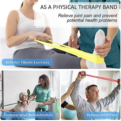 Resistance Bands Set for Physical Therapy, Rehab, Yoga and Pilates | Latex-Free elastic exercise bands suitable for rehab, yoga, Pilates, gym workouts, stretching, and home exercise - color: 10-pcs resistance set