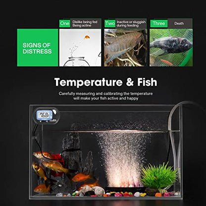 VIVOSUN 4-Pack LCD Digital Aquarium Thermometer Fish Tank Water Terrarium Temperature with Suction Cup for Turtle - size: 4 packs