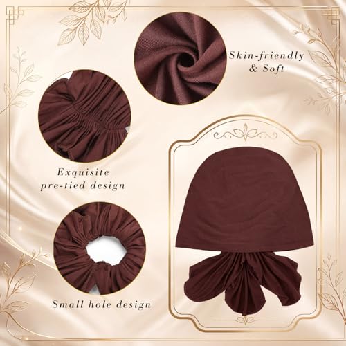 Syhood Slip on Pre Tied Head Scarves for Women - color: Dark Colors