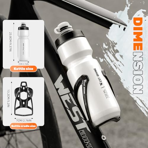 Bike Water Bottle Cage with Bottle, Durable Ultralight Plastic Water Drink Holder Rack, Lightweight PC Water Bottle Holder for Bicycle, Cycling Bottle Holder Cages for MTB, Road Bike(White) - color: White