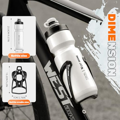 Bike Water Bottle Cage with Bottle, Durable Ultralight Plastic Water Drink Holder Rack, Lightweight PC Water Bottle Holder for Bicycle, Cycling Bottle Holder Cages for MTB, Road Bike(White) - color: White
