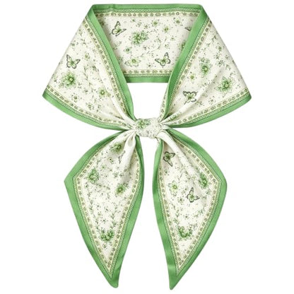 59" Hair Scarf for Women Silky Long Neck Head Scarves Purse Bag Scarfs for Handbag Satin Headscarf Gift 59" * 5.9” - color: 13-leaf Green Butterfly