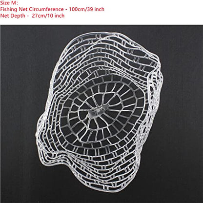 Transparent Rubber Fishing Net, Fly Fishing Landing Net Replacement Netting for Freshwater Saltwater Fishing, Soft Rubber Mesh Safe Catch and Release Fish - size: m - 39 inch