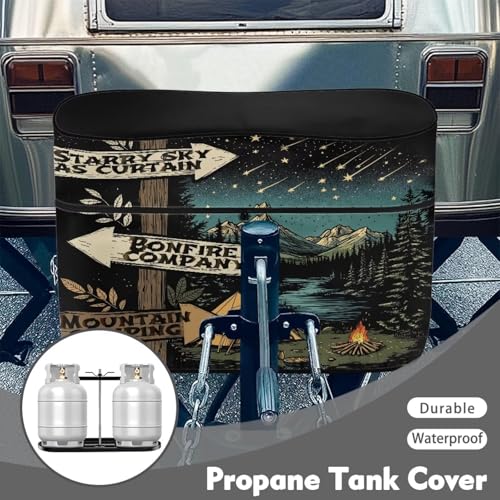 Waterproof Camper Propane Tank Cover Universal Camper Accessories Gas Cylinder Cover Fits 20LB Dual Propane Tanks All Weather Protection, Camping Landscape - color: Camping Landscape, size: S 20LB