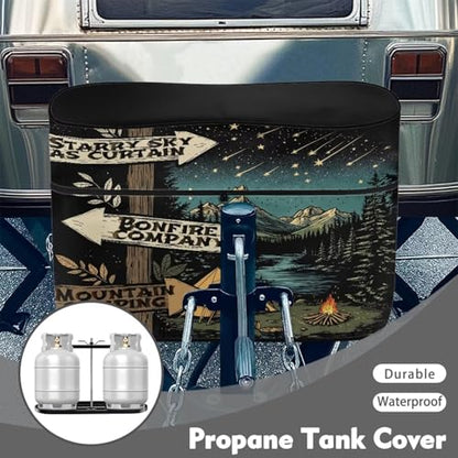Waterproof Camper Propane Tank Cover Universal Camper Accessories Gas Cylinder Cover Fits 20LB Dual Propane Tanks All Weather Protection, Camping Landscape - color: Camping Landscape, size: S 20LB