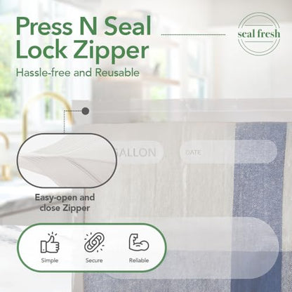 Seal Fresh 3 Gallon Large Plastic Storage Bags – 16" x 18" (90 Count) – Reusable XXL Extra Large Clear Jumbo Zip Bags with Sealable Zipper Top For Clothes, Travel, Moving - size: 3 Gallon - 90 Pack