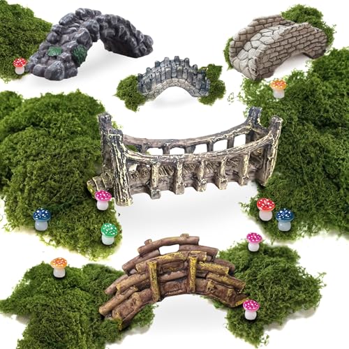 Miniature Bridge, Miniature Garden Accessories Set, DIY Landscape Bridge, Outdoor Fairy Garden Miniatures, Terrariums, Model Train Scenes