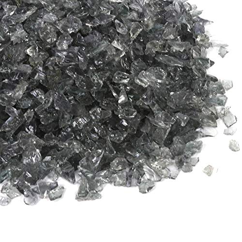 Shiny Stone High Luster Reflective Fire Glass Gravel,Fire Gems,Fire Drops,Fire Glass Pebbles Stones Beads Chips for Fire Pit Fish Tank Aquarium Garden,3-6mm 305g/0.67lb (Gray) - color: Gray