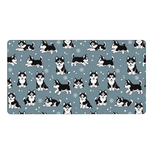 Office Home Gaming Mouse Pad Husky Puppies Snowflakes Dogs Snowflake, Large Size Waterproof Desktop Keyboard Cushion Mat - color: Pattern (157), size: 29.5L x 15.8W inches