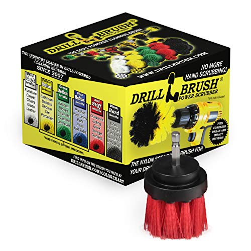Outdoor Cleaning Brushes - Stiff Bristle Deck Scrubbing Brush - Siding | Concrete Scrub Brush - Bird Baths Cleaning Tool - Garden Statues Cleaning Equipment - Granite Headstone Restoration Brush - color: Red