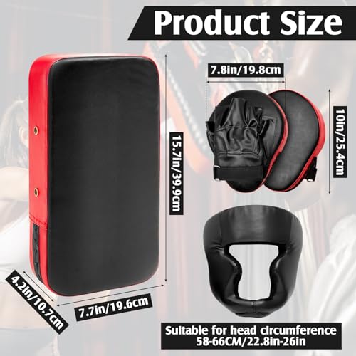 Gemscream 10 in 1 Taekwondo Kick Pad Boxing Training Equipment Set, Focus Pads Boxing Gloves Safety Head Guard Wrist Bands for Kickboxing, Karate, Muay Thai, MMA Training - color: Black