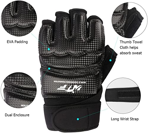 Punch Bag Training Gloves, LangRay MMA Grappling Gloves for Sparring Martial Arts Boxing Training for Adults and Kids - size: Large, style: Taekwondo Black