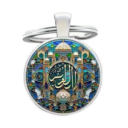 3PCS Islamic Keychain Set, Arabic Calligraphy Mosque Dome Keyring, Muslim Spiritual Gift, Islamic Art Pendant for Men Women, Ramadan Eid Mubarak Car Bag Keys Accessories