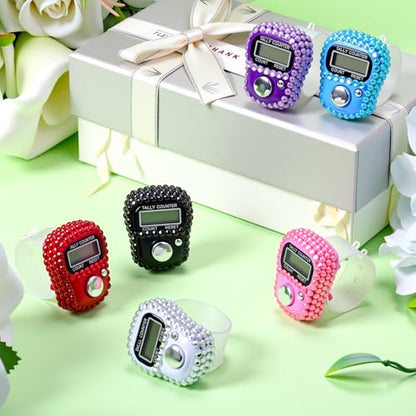 Simgoing Electronic Finger Clicker Counter, Rhinestones Tally Tasbeeh Counter Gifts for Prayer Islamic Golf Counting Goods Lap Knitting Bling Accessories - color: Classic Colors