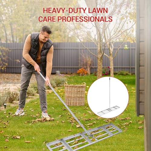 Garvee 36 Inch Heavy Duty Lawn Leveling Rake – Adjustable 72 Inch Handle, Stainless Steel Garden and Yard Leveler, Ideal for Soil, Sand, Compost, Peat Moss – Professional Turf Rake, Easy Assembly - size: 36in