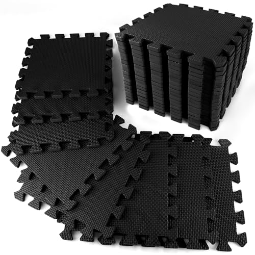 1/2 inch Thicked Gym Floor Mats (20 Sq Ft), 20 Tiles 12.6X12.6in High Density EVA Foam Gym Flooring for Home Gym, Weightlifting, Kids Play Area, Non-Slip, Free Splicing. - size: 20 Sq Ft(20 Tiles)