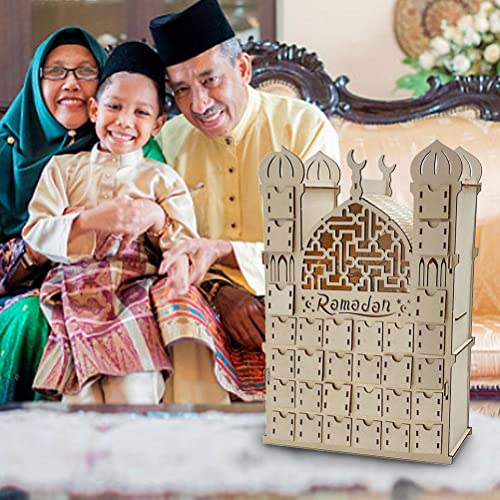 Wooden Ramadan Advent Calendar,Ramadan Countdown Calendar,30 Grid, Eid Mubarak Decorations, Decor,Eid Decor