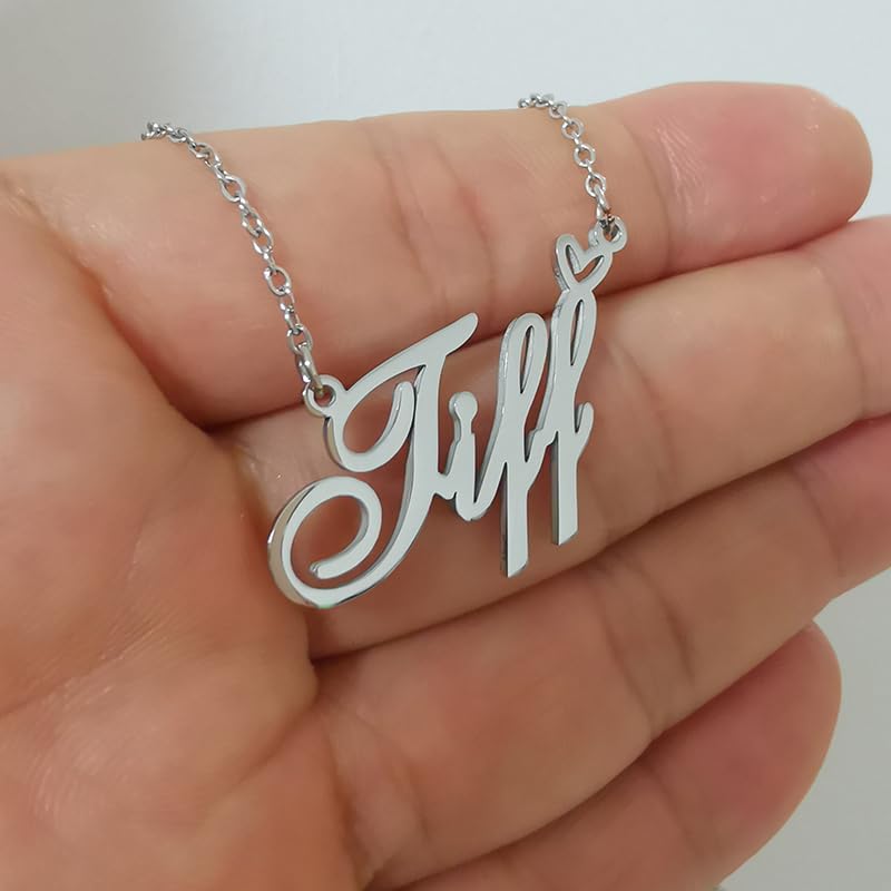 Custom Name Necklace Customized Personalized Plated Necklace for Mother Daughter Friendship Women Valentine's Day Christmas Birthday New Year Party - style: Alexandria Silver