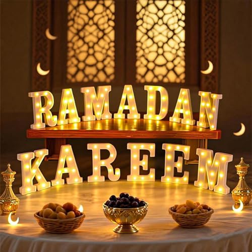 Aurelema Sukkot Large LED Letter Sign LED Lights, Ramadan Kareem, 8.27 Inches - color: Ramadan Kareem, size: 6.3 Inches