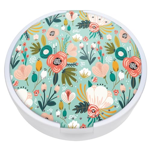 Retainer Case, Denture & Orthodontic Aligner Case With Mirror & Ventilation,Light Green Flower - color: Light Green Flower