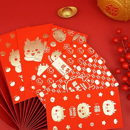 Red Envelopes Chinese New Year Lucky Money Packets, Gift Money Envelopes 2024, Dragon Year Hong Bao, Spring Festival, Birthday Wedding 36 Pcs Large Cartoon Gold - color: Set2-36Pcs-Cartoon Dragon Large