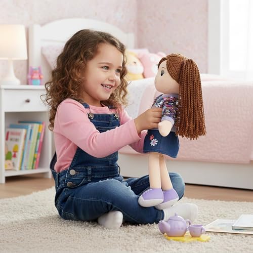 June Garden 14" Snuggle Cutie Sophie Glam - Soft Cuddly Plush Doll Gift for Girls - Huggable Rag Doll - Trendy Outfit M - color: 14" Sophie Glam, size: Medium