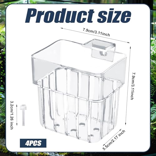 Gosknor 4pcs Aquarium Plant Holders, Transparent Plastic Fish Tank Plant Pots Hanging Aquarium Planter Aquarium Plant Basket Aquatic Plant Cup for Aquarium Fish Tank Hydroponic Plants