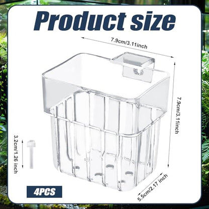 Gosknor 4pcs Aquarium Plant Holders, Transparent Plastic Fish Tank Plant Pots Hanging Aquarium Planter Aquarium Plant Basket Aquatic Plant Cup for Aquarium Fish Tank Hydroponic Plants