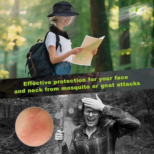 South to East Premium Mosquito Head Net for Insect 2 Pack, Ultra Clear View, Extra Fine Holes, Chemical-Free Fly & Bug Protection for Camping, Hiking, Fishing, Safari, Fit All Hats for Men & Women - color: Coal-black