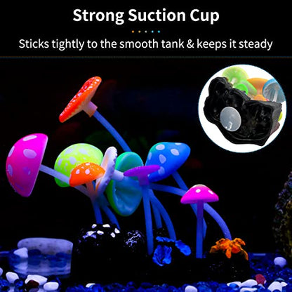 Uniclife Glowing Effect Artificial Mushroom Aquarium Plant Decor Ornament Decoration for Fish Tank Landscape - size: Mushroom