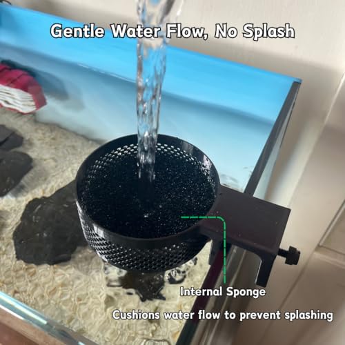 Aquarium Water Change Diffuser – Spill-Proof Water Changer for Rimless Fish Tanks, Protects Substrate, Plants & Decorations, Safe for Fish and Shrimp (Black, Medium)