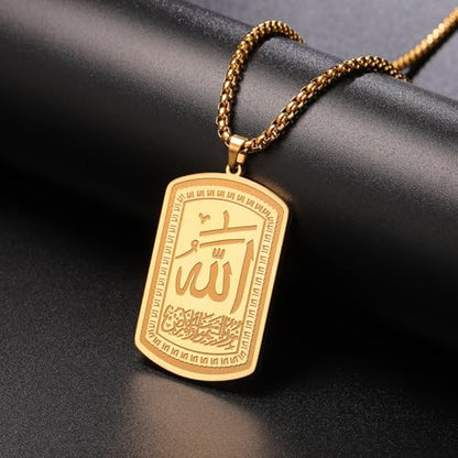 VASSAGO Allah Necklace for Women Men Stainless Steel Islamic Muslim Pendant Islam Religious Charm Jewelry Gift - color: Gold Allah Allah Medallion Necklace